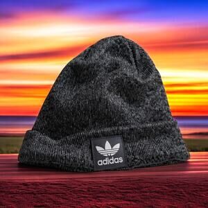 Adidas Beanie Cap Hat Skull Cuffed Knit  Ski Snowboard Charcoal Gray Black Fleck